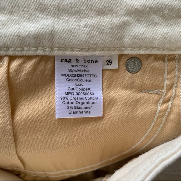 RAG & BONE Nina High rise Ankle Cigarette Leg Jeans Ecru - Picture 16 of 16